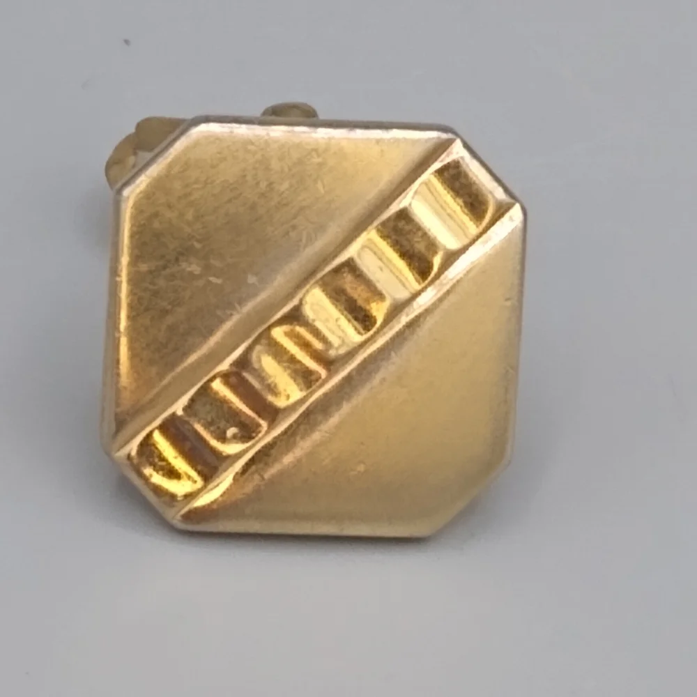 Gold Geometric Pyramid Cuff Links Vintage